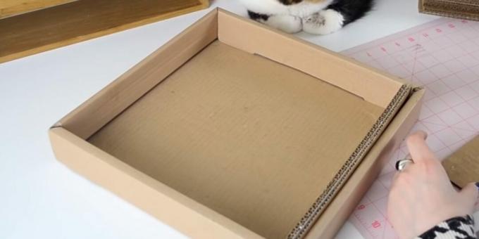 Uradi sam postolje za grebanje mačaka: u kutiju umetnite zalijepljene trake