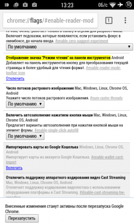 Chrome za Android čitanje