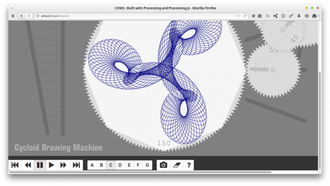 Pregled malih Web aplikacija: cikloida crtež stroja