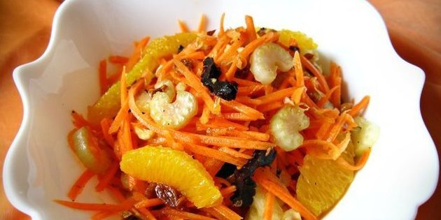 Salata mrkva, naranče, celer, orasi i sušeno voće