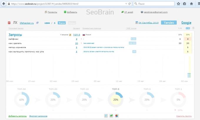 Usluge Pregled SeoBrain, izvješće projekta
